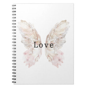 Pretty White Pink Butterfly Wings Notebook