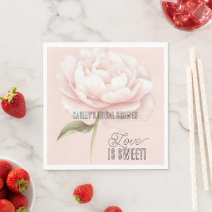 Pretty White Pink Rose Flower Bridal Shower Napkin