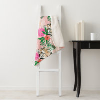 Pretty White Pink Tiger Floral Painting