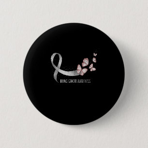 Pretty White Ribbon Support Lung Cancer Awareness. 6 Cm Round Badge