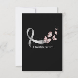 Pretty White Ribbon Support Lung Cancer Awareness. Thank You Card