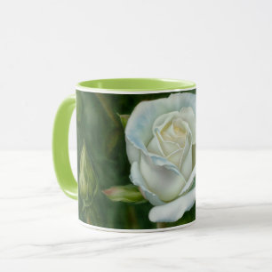 Pretty White Rose Flower Garden Art Mug Cup