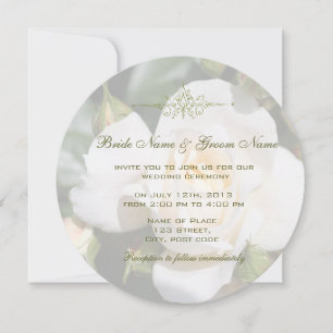 Pretty white rose flower wedding party invitation