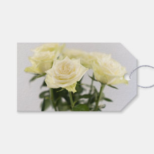 Pretty White Rose Flowers Photo Wedding Thank You Gift Tags
