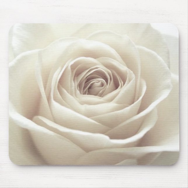 Pretty white rose mouse mat (Front)