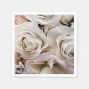 Pretty White Roses Paper Napkins