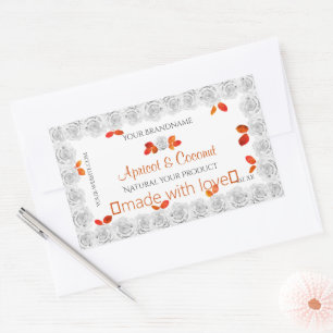 Pretty White Roses Product Labels Orange Leaves