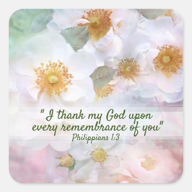 Pretty White Roses Square Sticker (Front)