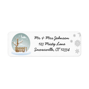Pretty White Snowflakes & Snowglobe Address Label