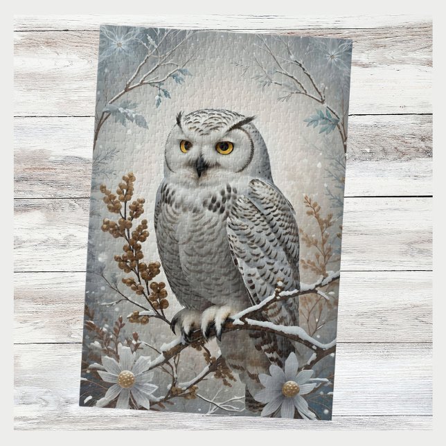 Pretty White Snowy Owl Winter Jigsaw Puzzle (Creator Uploaded)