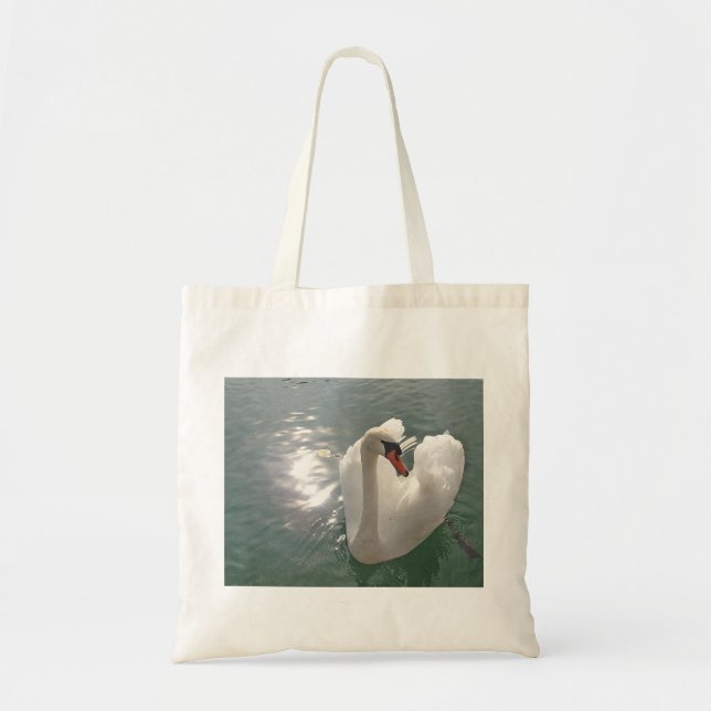 Pretty White Swan Tote Bag (Front)