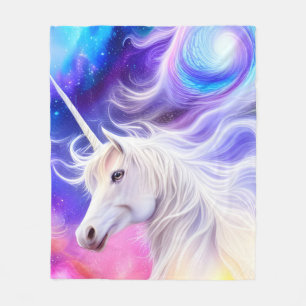 Pretty White Unicorn Fleece Blanket