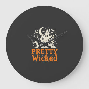 Pretty Wicked Halloween Haunted House_1 Large Clock