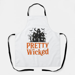 Pretty Wicked Vintage Halloween Haunted House Shir Apron