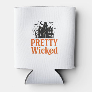 Pretty Wicked Vintage Halloween Haunted House Shir Can Cooler