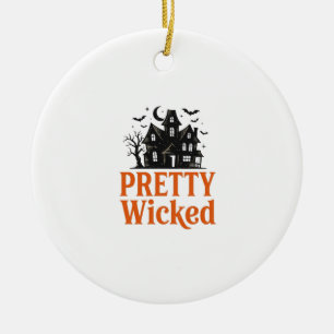 Pretty Wicked Vintage Halloween Haunted House Shir Ceramic Tree Decoration