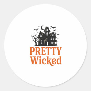 Pretty Wicked Vintage Halloween Haunted House Shir Classic Round Sticker