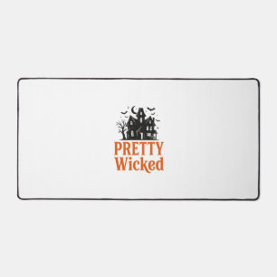Pretty Wicked Vintage Halloween Haunted House Shir Desk Mat