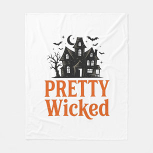Pretty Wicked Vintage Halloween Haunted House Shir Fleece Blanket