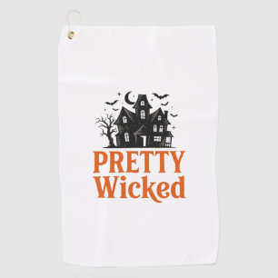Pretty Wicked Vintage Halloween Haunted House Shir Golf Towel