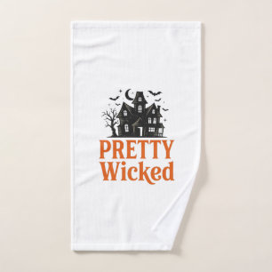 Pretty Wicked Vintage Halloween Haunted House Shir Hand Towel
