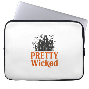 Pretty Wicked Vintage Halloween Haunted House Shir Laptop Sleeve