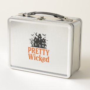 Pretty Wicked Vintage Halloween Haunted House Shir Metal Lunch Box