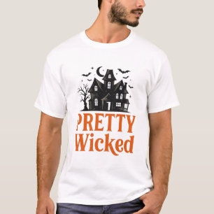 Pretty Wicked Vintage Halloween Haunted House Shir T-Shirt