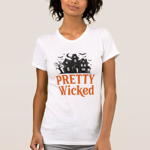 Pretty Wicked Vintage Halloween Haunted House Shir T-Shirt