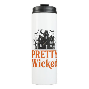Pretty Wicked Vintage Halloween Haunted House Shir Thermal Tumbler