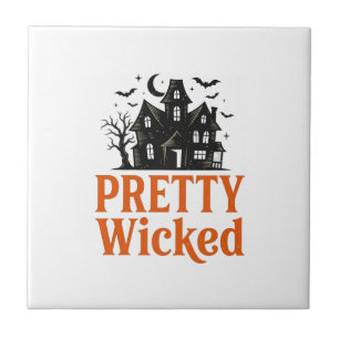 Pretty Wicked Vintage Halloween Haunted House Shir Tile