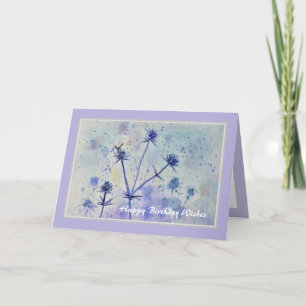 Pretty Wild Flowers Watercolor Happy Birthday Card