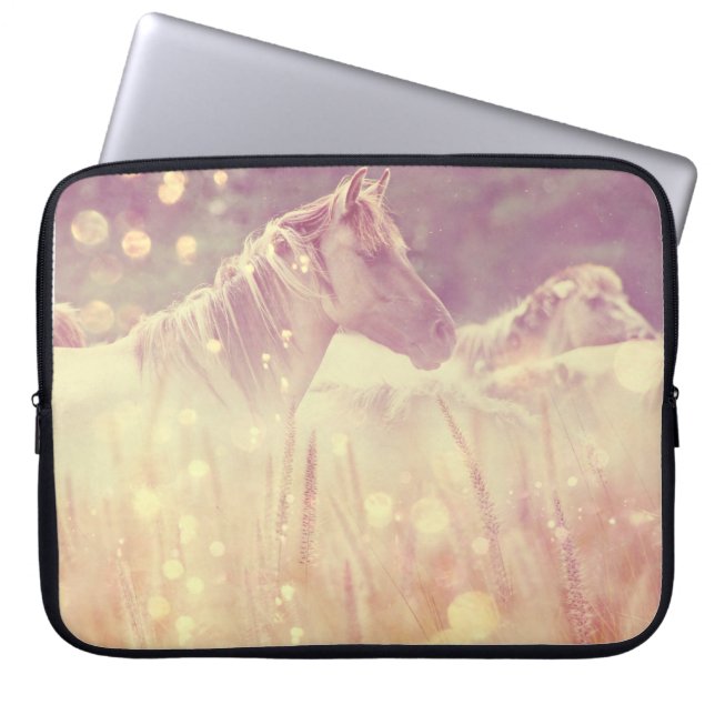 Pretty Wild Mustang Gold Sparkles Horse Laptop Sleeve (Front)