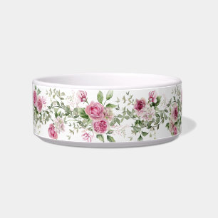 Pretty Wild Rose Floral Pet Bowl