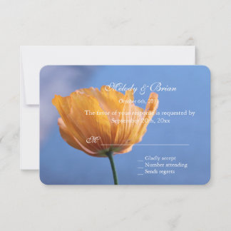 Pretty wild yellow poppy flower wedding RSVP card