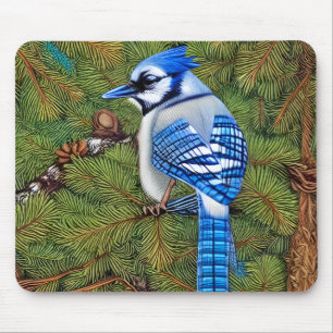 Pretty Wilderness Blue Jay Mouse Mat