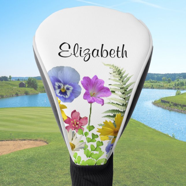 Pretty WIldflower Custom Name Womens Golf Head Cover (Creator Uploaded)