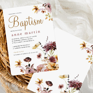 Pretty Wildflower Floral Girl's Baptism Invitation