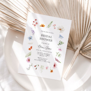 Pretty Wildflower Frame Bridal Shower Invitation