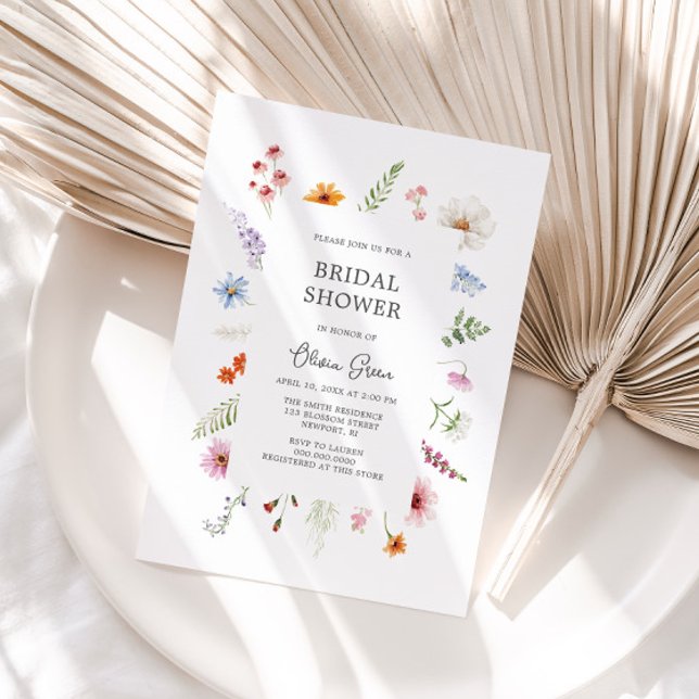 Pretty Wildflower Frame Bridal Shower Invitation (Creator Uploaded)