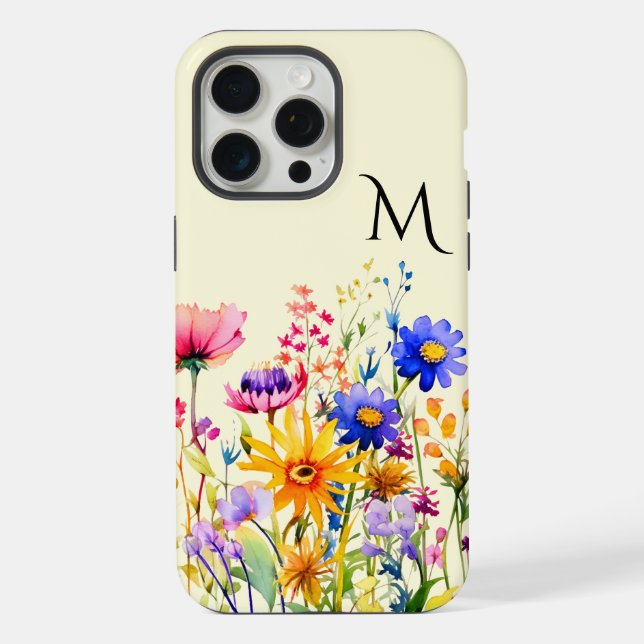 Pretty Wildflower Garden Monogrammed  iPhone Case (Back)