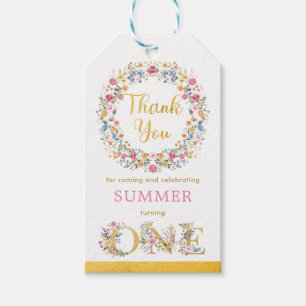 Pretty Wildflower Garden Wreath Girls 1st Birthday Gift Tags