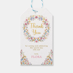 Pretty Wildflower Garden Wreath Girls 1st Birthday Gift Tags