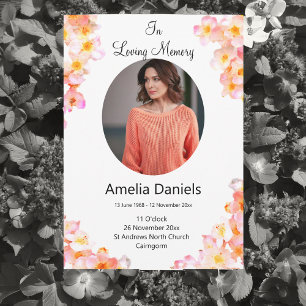 Pretty wildflower In loving Memory Funeral Card