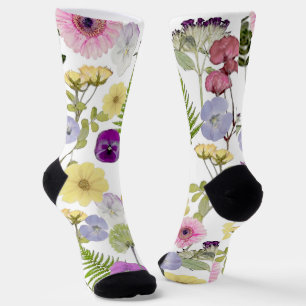 Pretty Wildflower Pattern Botanical Socks