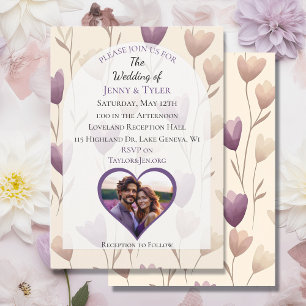 Pretty Wildflower Purple Botanical Wedding Invitation