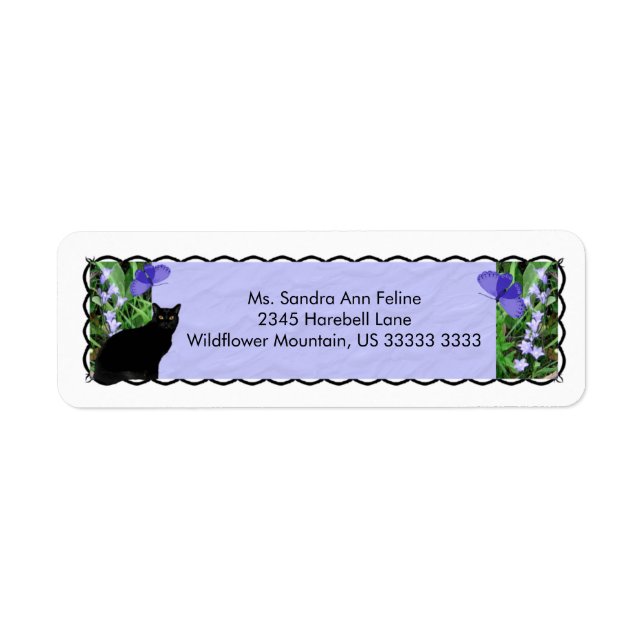 Pretty Wildflowers and Cat Return Address Labels (Front)