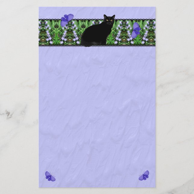 Pretty Wildflowers and Cat Stationary Stationery (Front)