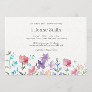 Pretty Wildflowers Beautiful Floral Bridal Shower Invitation