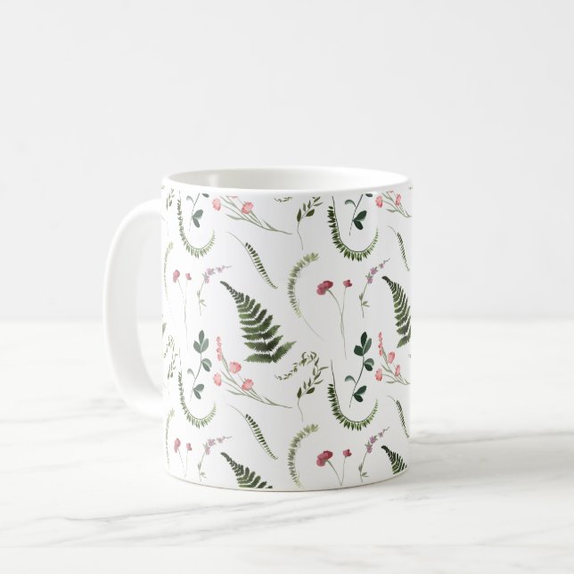 Pretty Wildflowers Botanical Pattern Coffee Mug (Front Left)